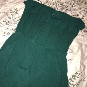 dark green strapless romper